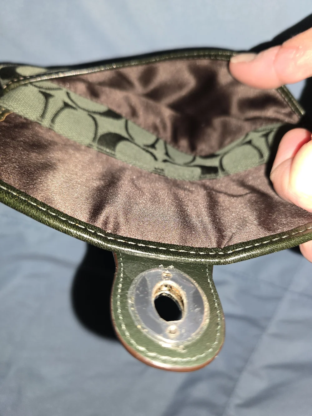 Coach Signature Canvas Mini Wristlet in Olive Green